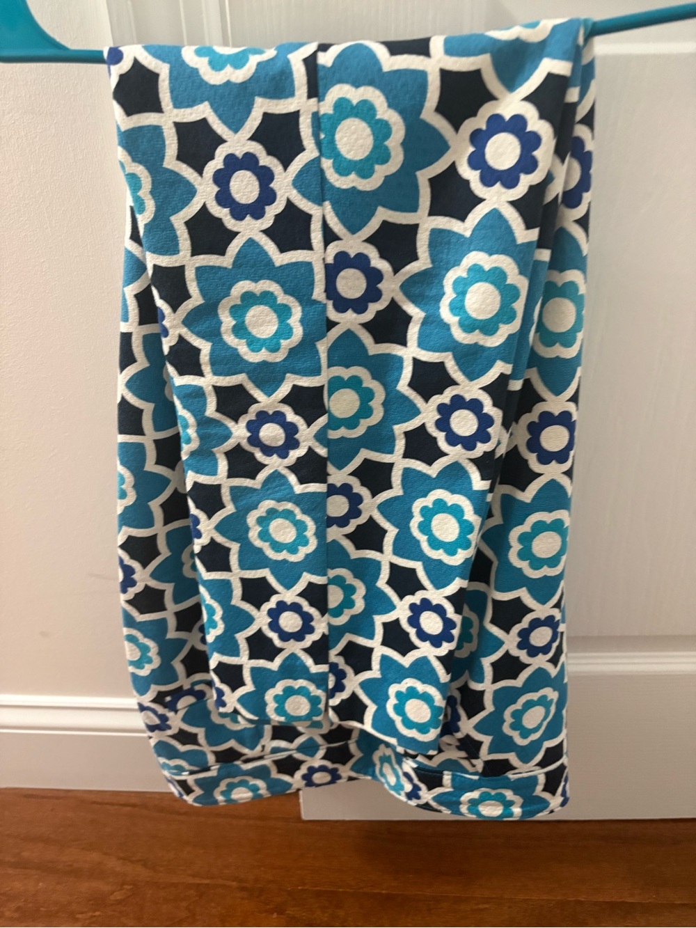 Trina Turk Teal and White Floral Shift Dress - Picture 3 of 3